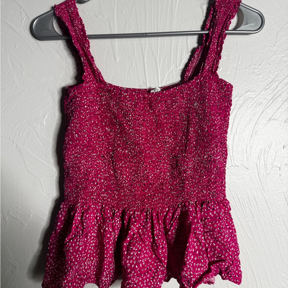 Elodie Fuchsia Textured Peplum Blouse
